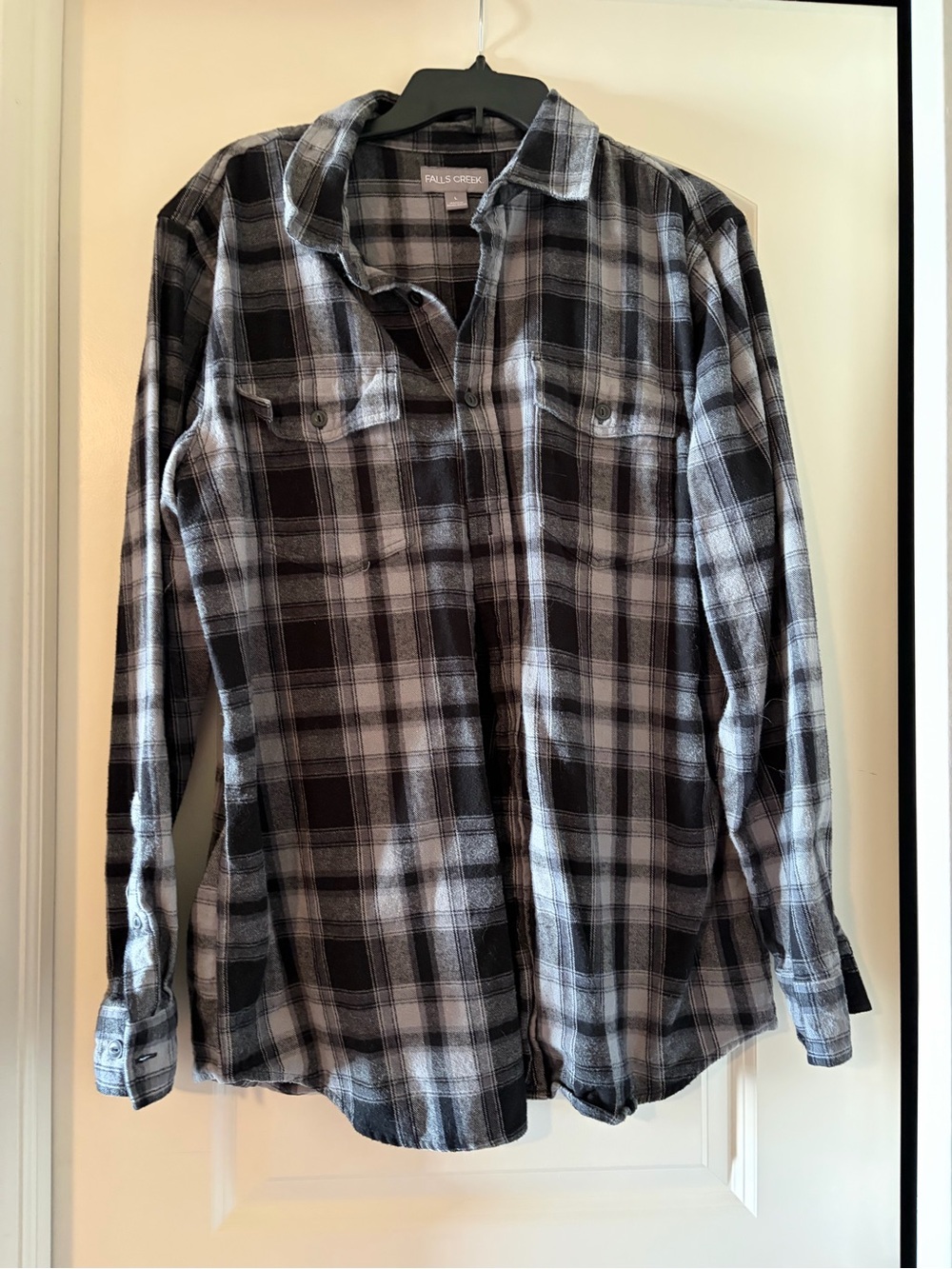 Falls Creek Black & Gray Plaid Button-Up Flannel Shirt